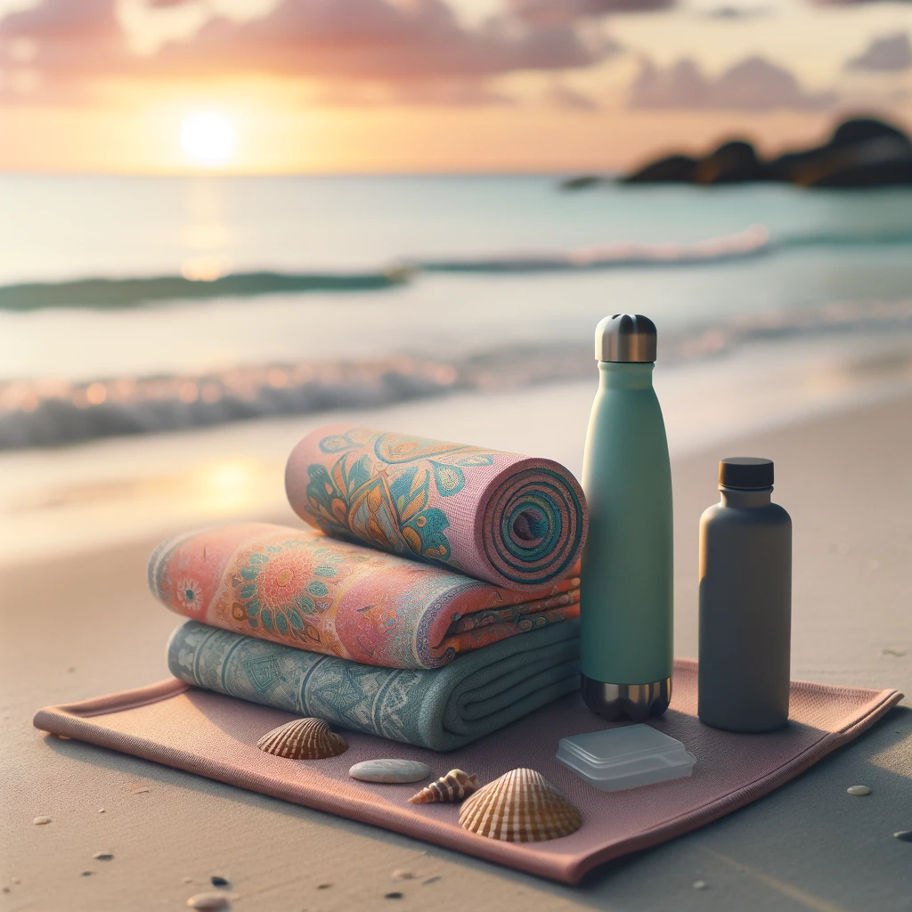 yoga gears on the beach